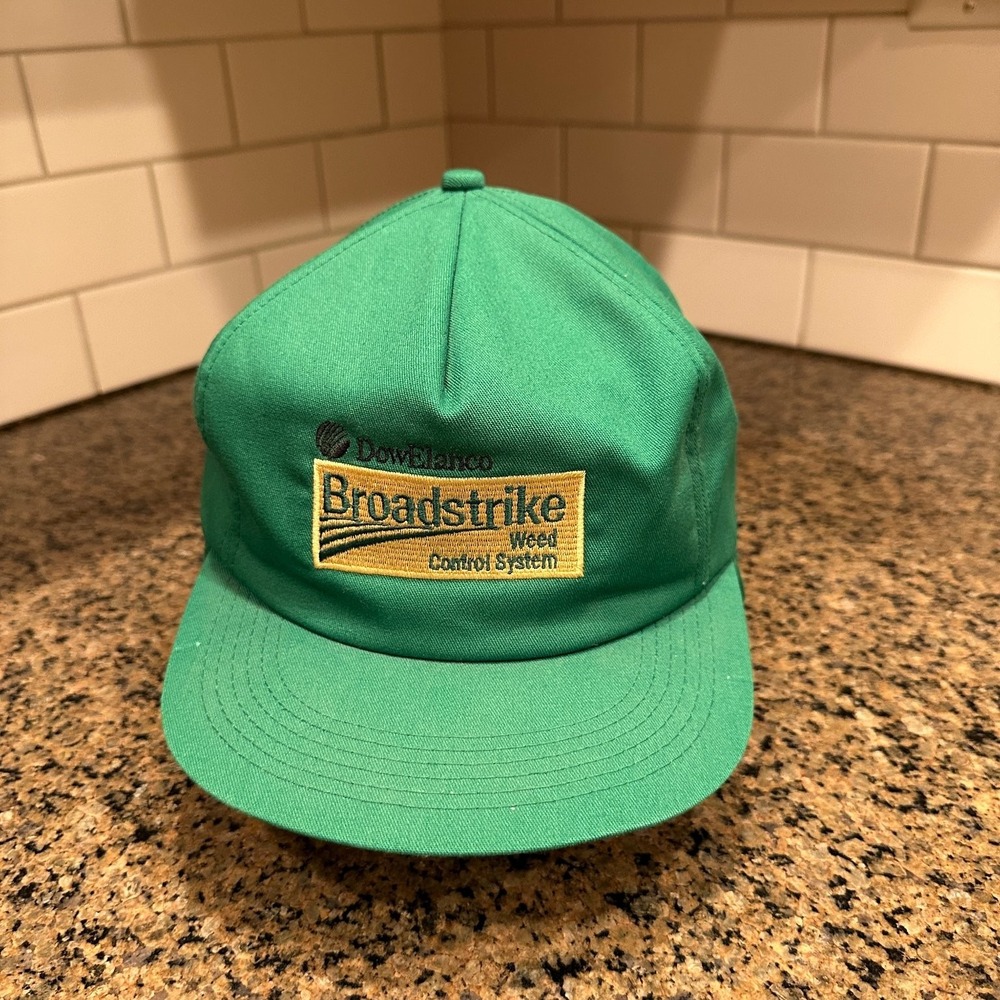 Vintage DowElanco Broadstrike K-Products Green Ear Flap Hat Made in USA